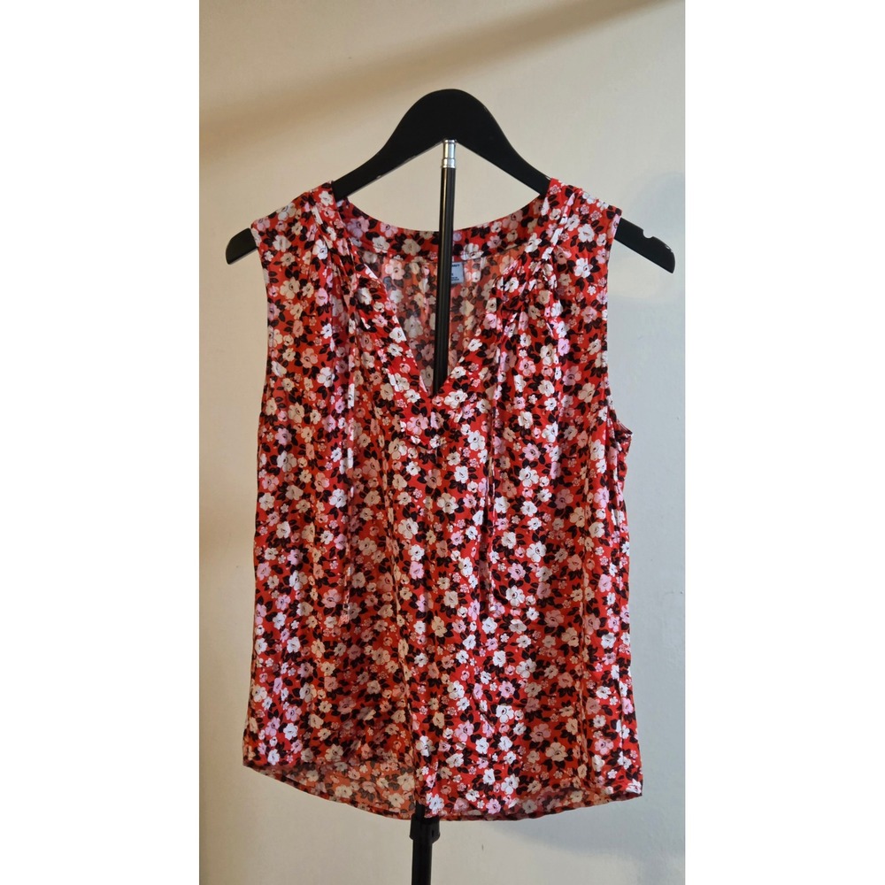 Old Navy Sleeveless V-Neck Floral Print Blouse Women's Size Small Multicolor